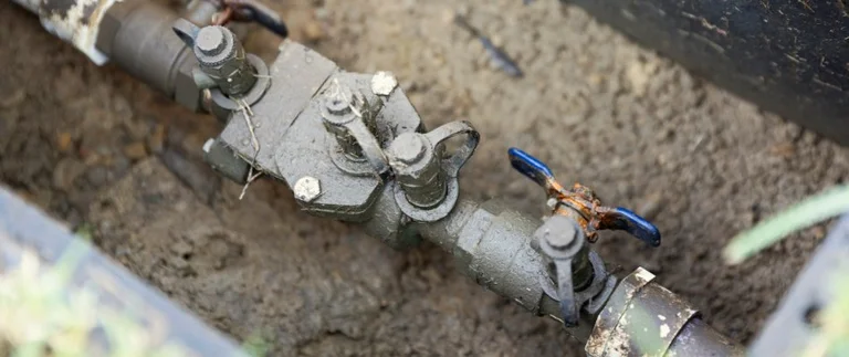 Underground plumbing pipes with valve system.